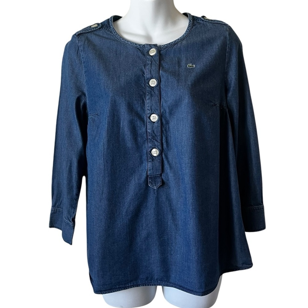 Lacoste Denim Popover with button front size S - EUC